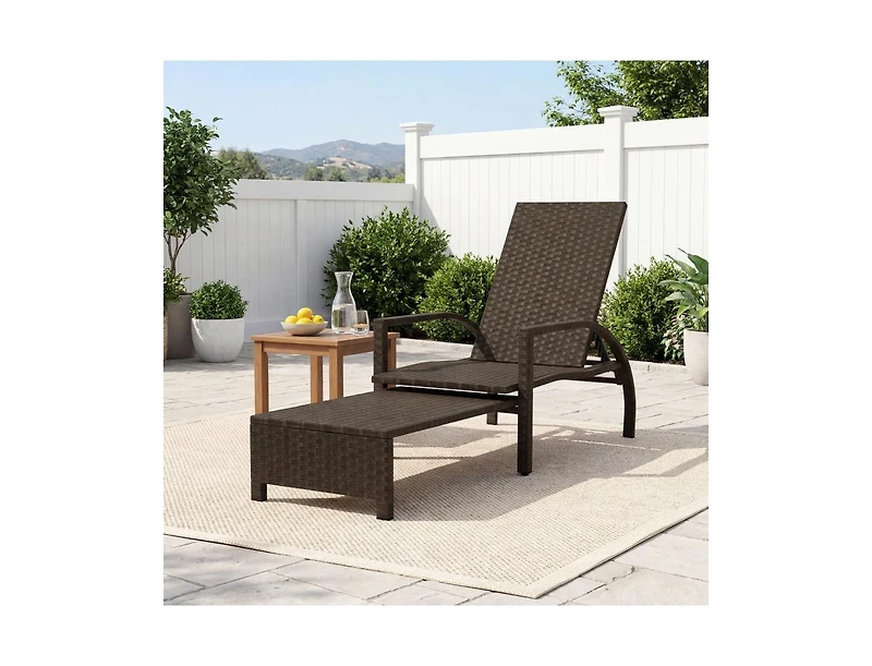 Boyel Living Patio Chaise Lounge Outdoor Rattan Lounge Chair with Retractable Ottoman
