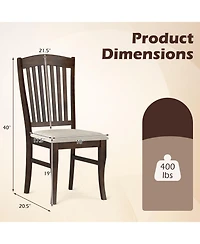 Gymax Dining Chairs Set of 2 With Faux Leather Upholstered Seat Rubber Wood Frame