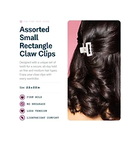 Gimme Beauty Fine Hair Small Rectangle Claw Clips Mini Claws for Fine and Thin Hair Designer Non Slip Accessories 6 Pack