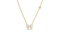 Lily Nily Girls Enamel Bow and Cubic Zirconia Bezel Station Necklace in 14k Gold