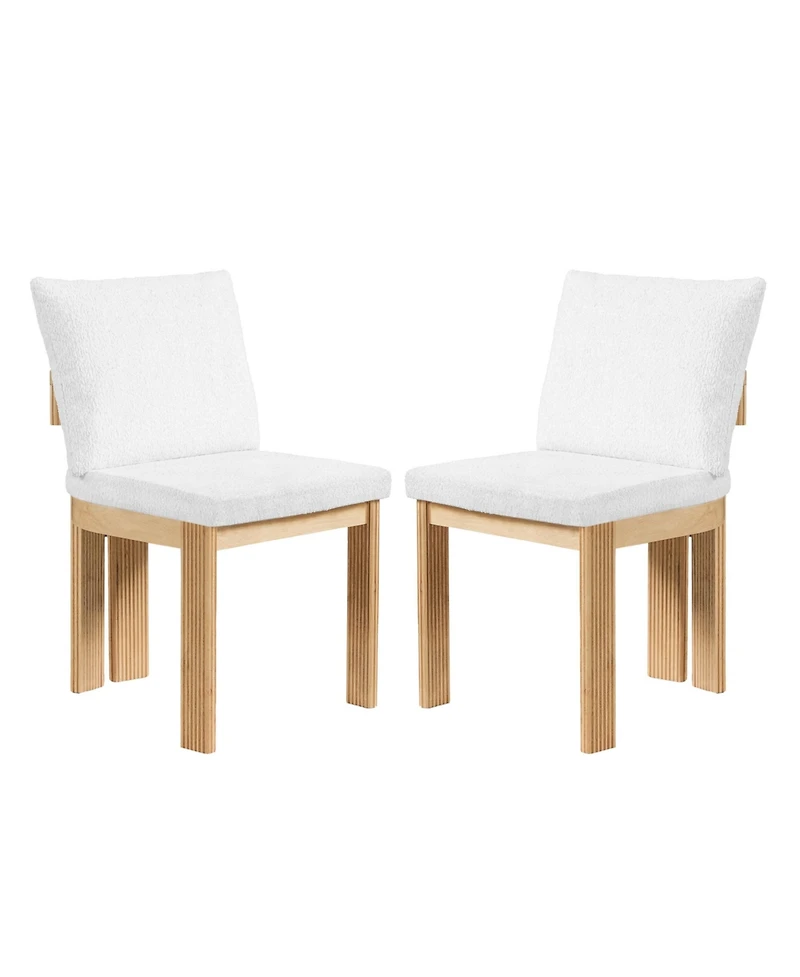 Flynama Set of 2 Boucle Dining Chairs with Rubber Wood Frame, Indoor Kitchen and Dining Room Chairs