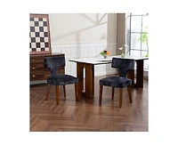 Flynama Set of 2 Chenille Mid Century Dining Chairs, Upholstered Kitchen Chairs