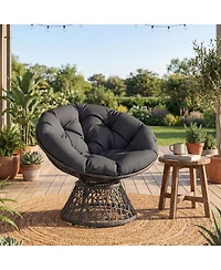 Slickblue Wicker Papasan Lounge Chair with 360degree(s) Swivel Base and Thick Cushion