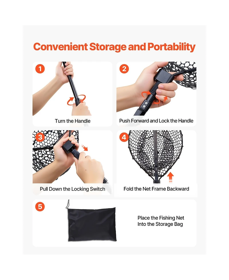Zeny Fishing Net, Foldable Landing Nets with Telescopic Handle, Portable Lightweight and Stronger 6063 Aluminum Fish Gear,