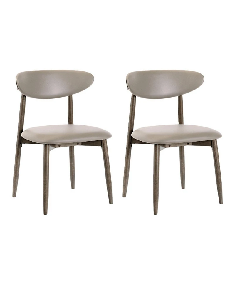 Sugift Set of 2 Upholstered Dining Chairs with Curved Backrest and Wood Frame