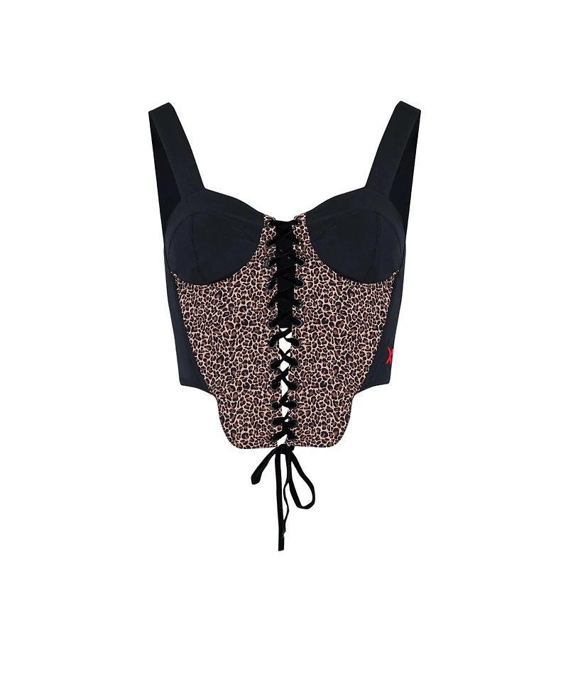 Pcfg Women's Leopard-Print Corset Crop Top
