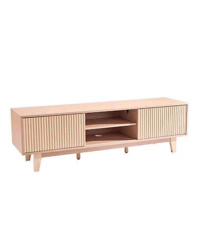 Slickblue Tv Media Console Table for TVs up to 59 Inch with Adjustable Open Shelves and Sliding Door