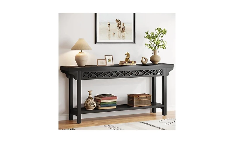 Slickblue 70.8" Farmhouse Console Table with Storage Shelves