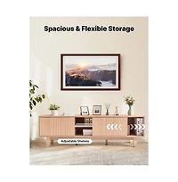 Slickblue Tv Media Console Table for TVs up to 59 Inch with Adjustable Open Shelves and Sliding Door