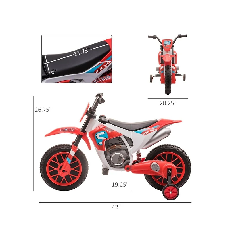 Sevorley 12V Kids Electric Ride-On Motorcycle with Training Wheels, Ages 3-5