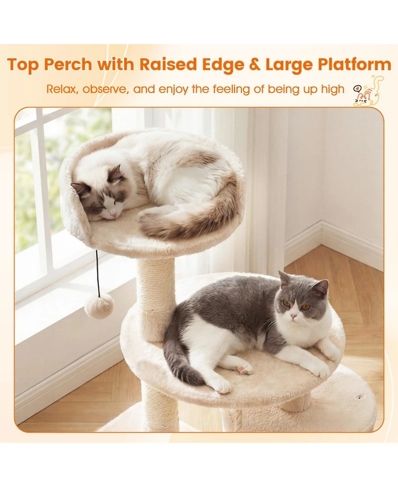 Sugift Corner Friendly Kitten Tower 36 Inch Cat Tree with Condo and Plush Perch