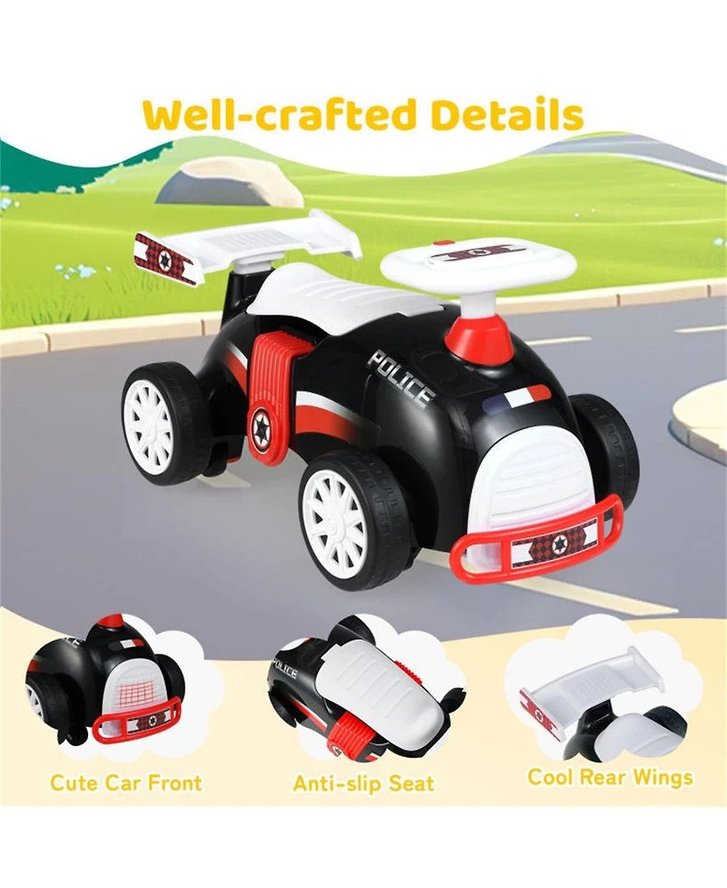Sevorley Police-Themed Toddler Foot-to-Floor Music Ride-On Push Car, Ages 19-36 Months