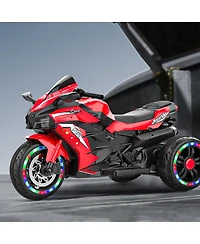 Sevorley 12V Kids Electric Ride-On Motorcycle with Rechargeable Led Lights and Music, Ages 3-6