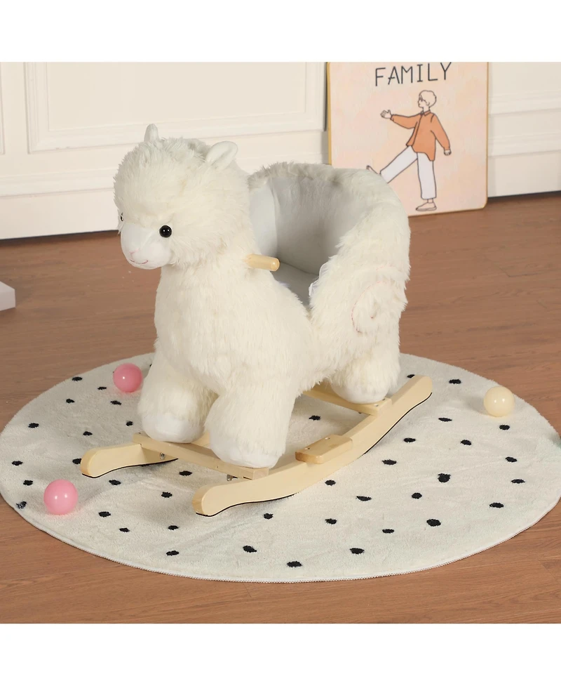 Sevorley Plush Alpaca Rocking Ride-On Toy With Sound, Ages 1-3