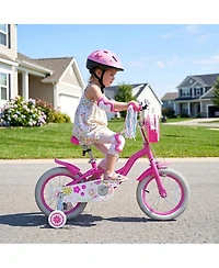 Sugift 14 in Girls' Adjustable Bike with Removable Training Wheels, Ages 3-5
