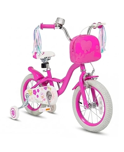 Sugift 14 in Girls' Adjustable Bike with Removable Training Wheels, Ages 3-5