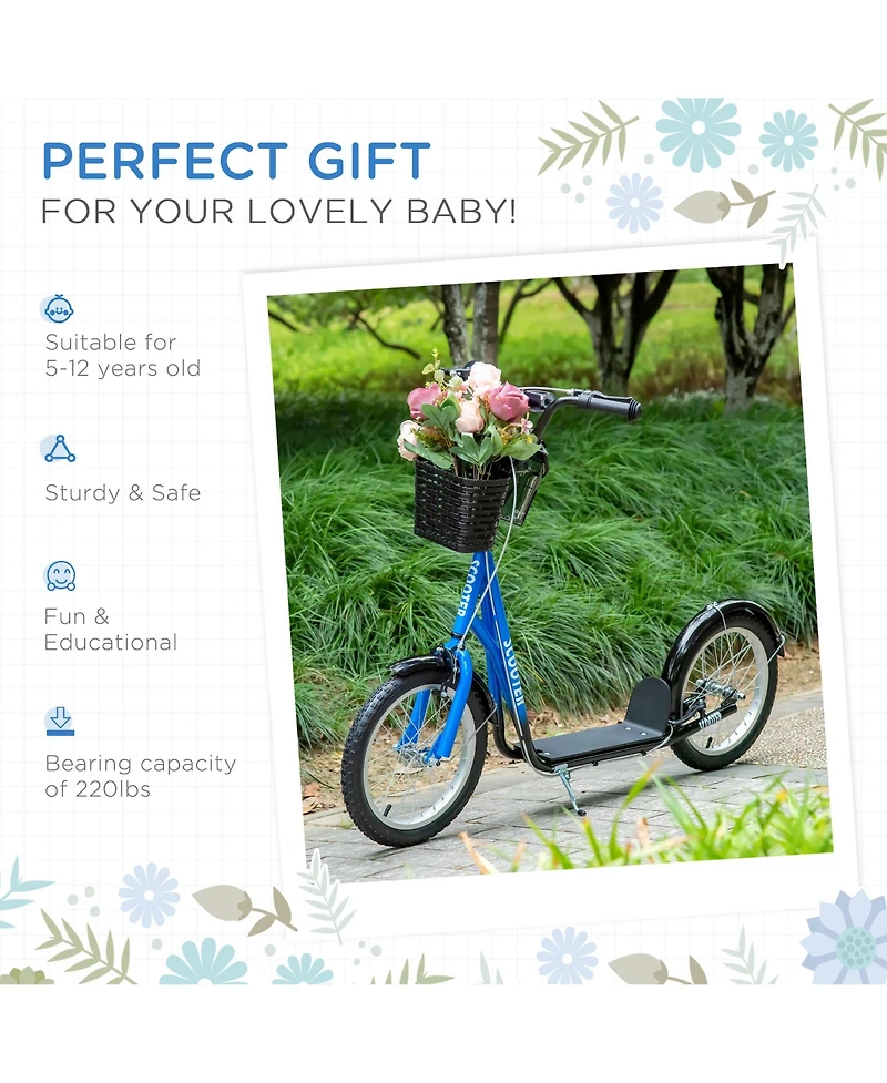 Sevorley All-Terrain Adjustable Handlebar Kids Kick Scooter, Ages 5-12