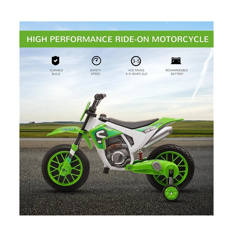 Sevorley 12V Kids Electric Ride-On Motorcycle with Rechargeable Drive and Training Wheels, Ages 3-5