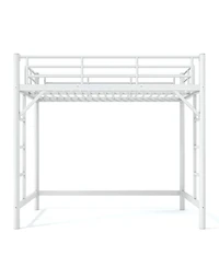 Streamdale Furniture Twin Metal Loft Bed with Ladder and Guardrails