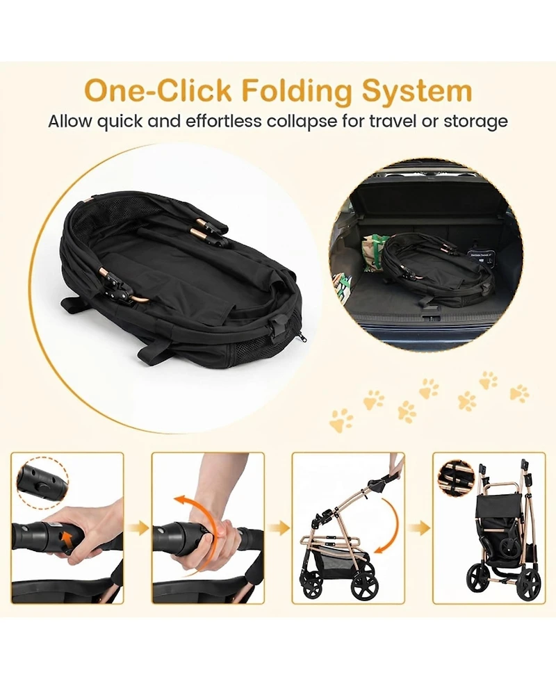 Sugift 3-in-1 Pet Stroller for Small and Medium Dogs with Detachable Carrier and Cup Holder