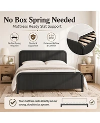 Streamdale Furniture Queen Wood Platform Bed Frame with Headboard, Noise-Free