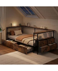 Streamdale Furniture Twin Metal Platform Bed Frame with Storage Drawers