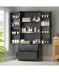Streamdale Furniture 72" Fluted Kitchen Pantry Cabinet with 2 Drawers and Spice Rack
