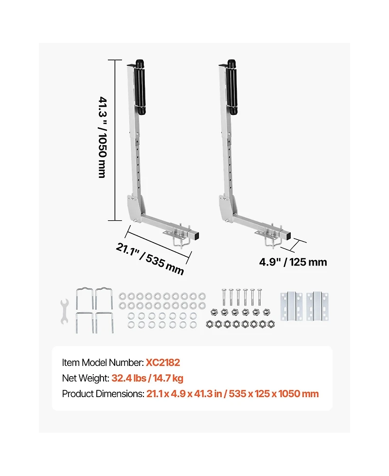 Sugift 2Pieces Boat Trailer Guides 27.6-41.3 in Height Adjustable with Smooth Rollers for Over 16 in Boats