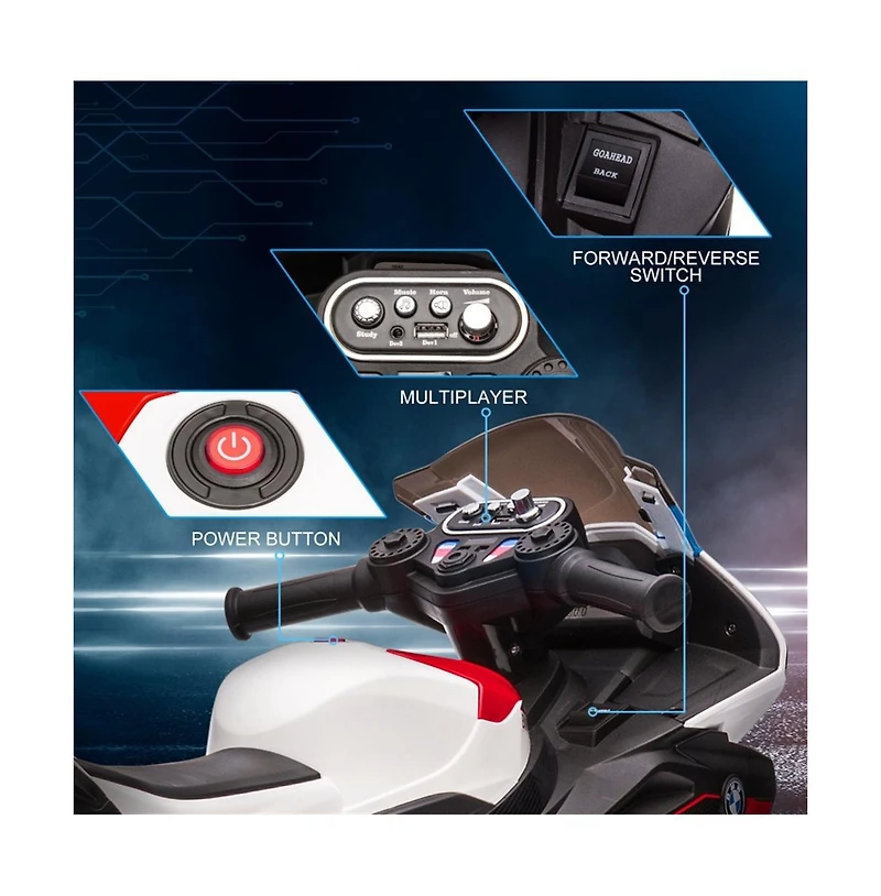 Sevorley 6V Rechargeable Kids Electric Ride-On Motorcycle with Training Wheels and Led Lights, Ages 18 Months-5 Years