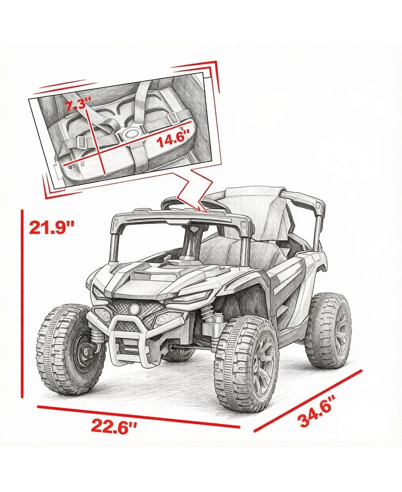 Sevorley 12V Kids Electric Utv Ride-On Truck with Parental Remote Control and Led Lights, Ages 3-5