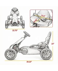 Sevorley Kids Pedal-Powered Go-Kart with Adjustable Seat and Handbrake, Ages 3+