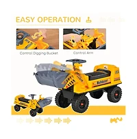 Sevorley Toddler Foot-to-Floor Ride-On Excavator with Working Bucket and Under-Seat Storage, Ages 2-3