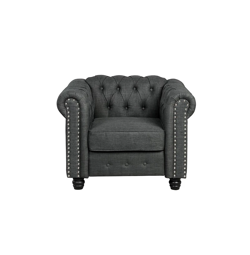 Morden Fort Linen Chesterfield Accent Chair for Living Room Button Tufted Armchair