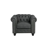Morden Fort Linen Chesterfield Accent Chair for Living Room Button Tufted Armchair