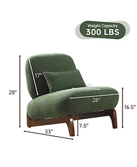 Morden Fort Cloud-Soft Comfort Armless Accent Chair Sherpa Upholstered Living Room Mid Century Reading Side Chairs with Waist Pillow