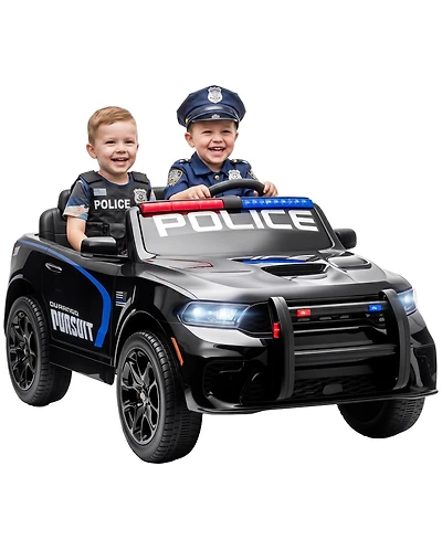 Qaba 12V Licensed Dodge Police Car 2-Seater Ride-On, Ages 3-6