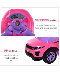 Yobtop 3-In-1 Ride On Push Car with Steering Wheel, Horn and Music, Metal, 55 lbs. Capacity, Ages 1-3 Years