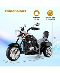Gymax Kids 6V Battery-Powered 3-Wheel Electric Motorcycle, 66 lbs. Max Load, Ages 3+