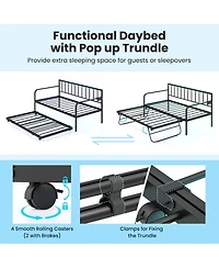 Mecale Twin Daybed with Pop-Up Trundle, Charging Station, Led Lights