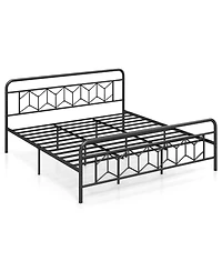 Mecale Platform Bed with High Headboard and Snap Lock Metal Slats