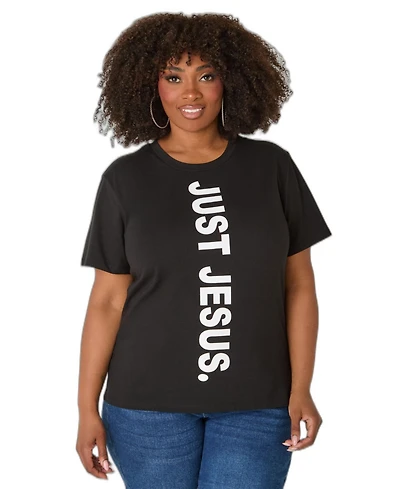 Ashley Stewart Plus Just Jesus Graphic Crewneck T-Shirt