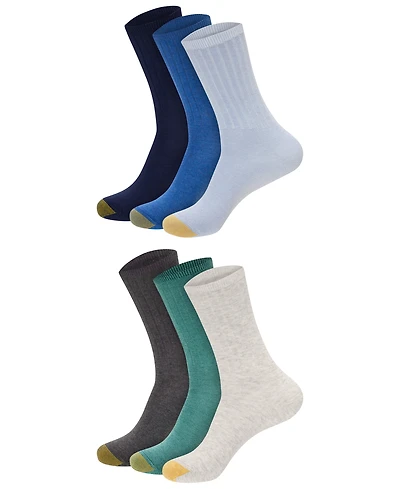 Gold Toe Women's Ribbed Cotton-Blend Crew Socks, 6-Pack