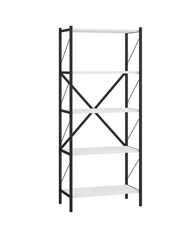 Sugift 62 Inch 5-Tier Industrial Bookcase with X-Braced Heavy-Duty Metal Frame