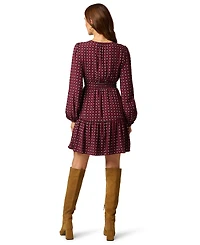 Adrianna Papell Women's Sophia Long-Sleeve A-Line Split Neck Dress