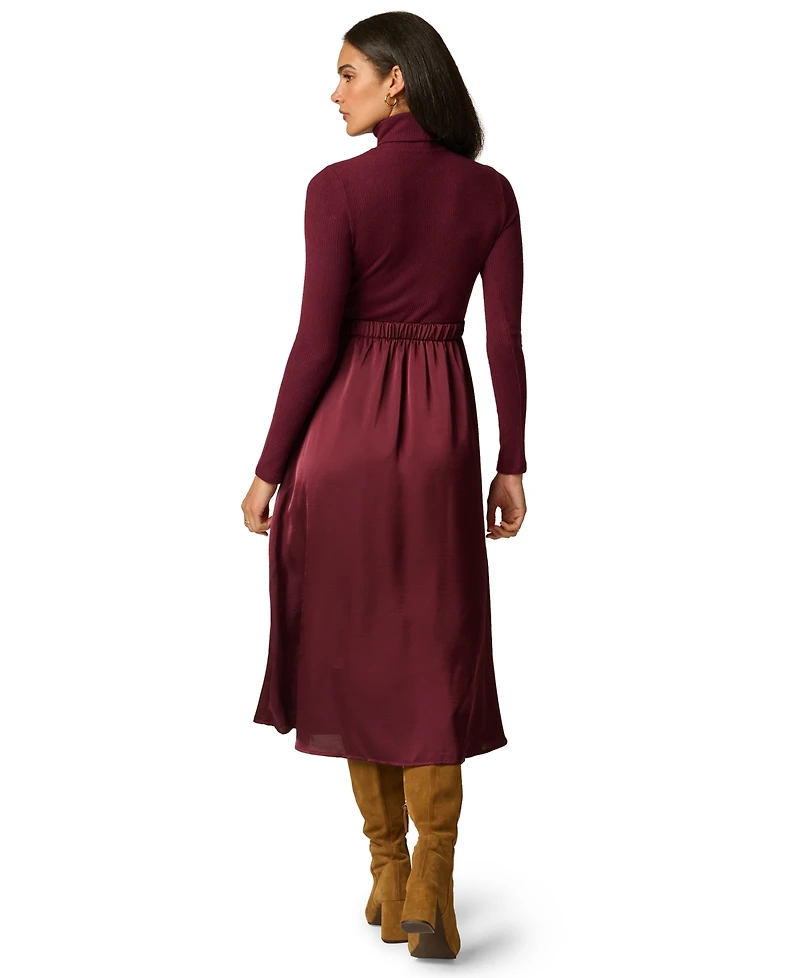 Adrianna Papell Women's Amelia Turtleneck Long-Sleeve A-Line Midi Dress