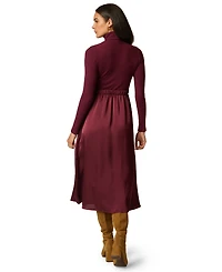 Adrianna Papell Women's Amelia Turtleneck Long-Sleeve A-Line Midi Dress