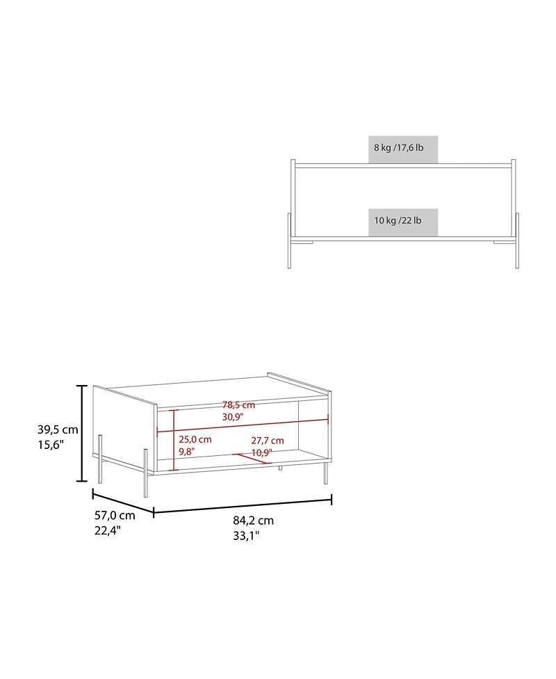 Fm Furniture Glendale Coffee Table with Flip-Down Door in Melamine