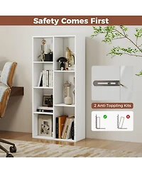 Sugift Freestanding 7-Compartment Bookshelf with Vertical or Horizontal Setup