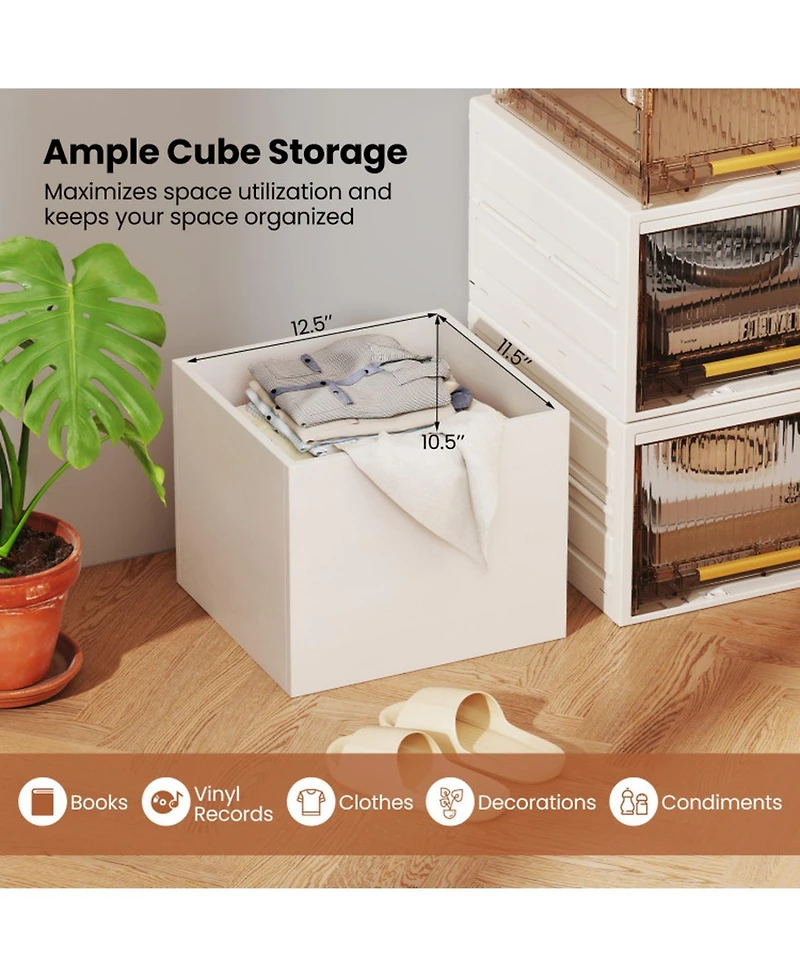 Sugift Stackable Cube Storage Organizer Open Bookshelf Wooden Display Shelving Unit