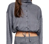 Lioness Women's Totti Cropped Turtleneck Stripe Windbreaker